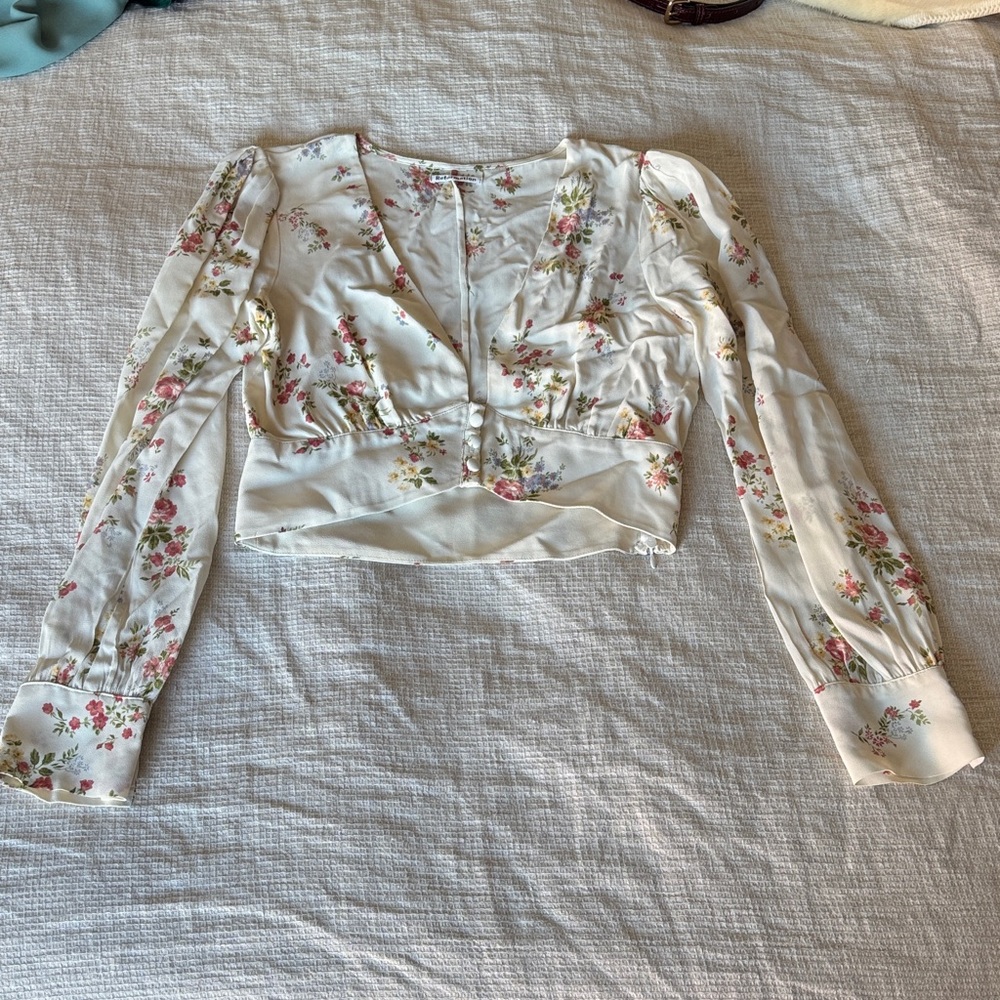 Reformation Floral Blouse - Cream and Pink